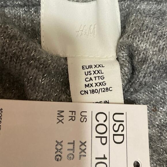 NEW H&M Womens Gray Metallic Sequin Long Sleeve Crew Neck Sweater Top Size XXL - Picture 3 of 4